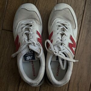 New Balance White and Red Athletic Shoes